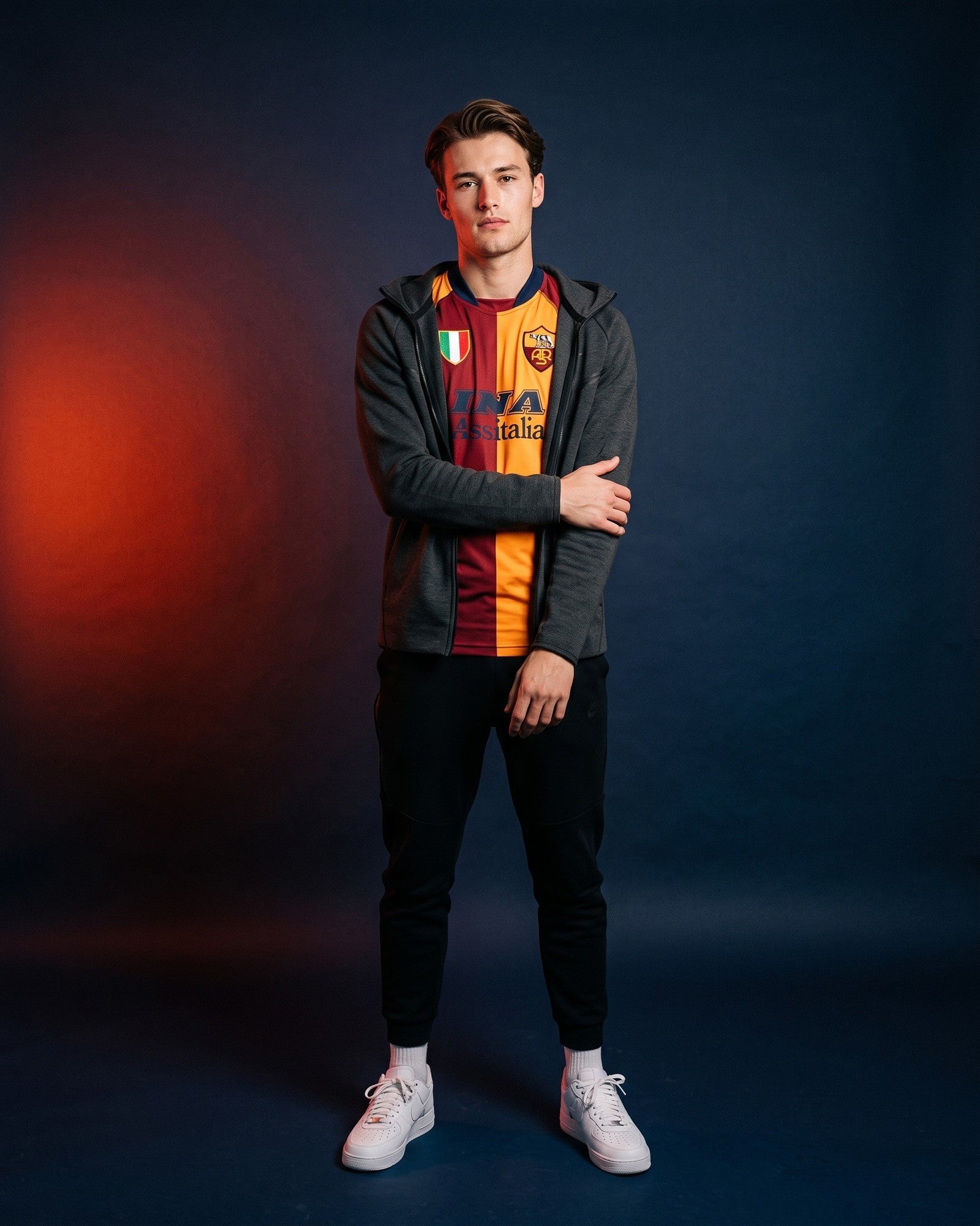 AS Roma Home Player Number Retro Shirt 2001-2002 (Fan Style Printing) - Men's