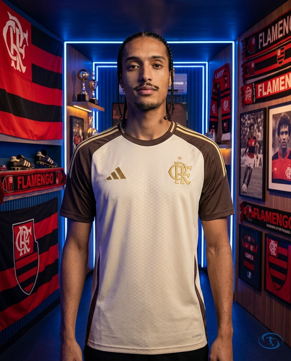 Camisa Flamengo 2026/27 Treino Adidas Masculina - Bege - Front View | Sant Sport