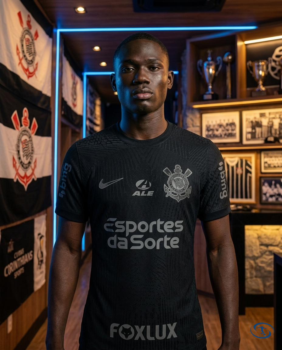 Corinthians Jersey Away w/ Sponsors 2024/25 Player Version Nike Men's - Black - Front View | Sant Sport