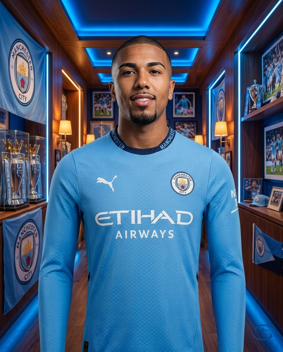 Camisa Manchester City Home 2024/25 - Jogador Puma Masculina - Manga Longa - Front View | Sant Sport
