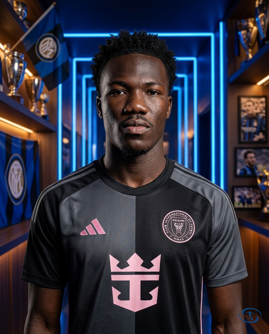 Camisa Inter Miami Away 2025/26 - Torcedor Adidas Masculino - Preto e Rosa - Badge Close-Up | Sant Sport