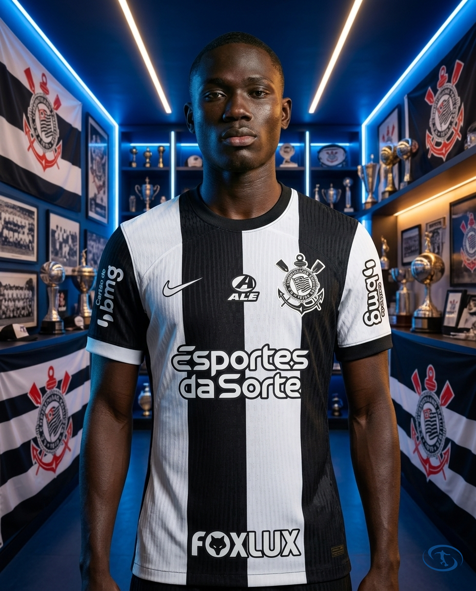 Corinthians Jersey Third w/ Sponsors 2024/25 Player Version Nike Men's - Black & White - Front View | Sant Sport