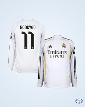 Real Madrid Authentic Home L/S Shirt 2025-2026 Player Version (Official Printing)