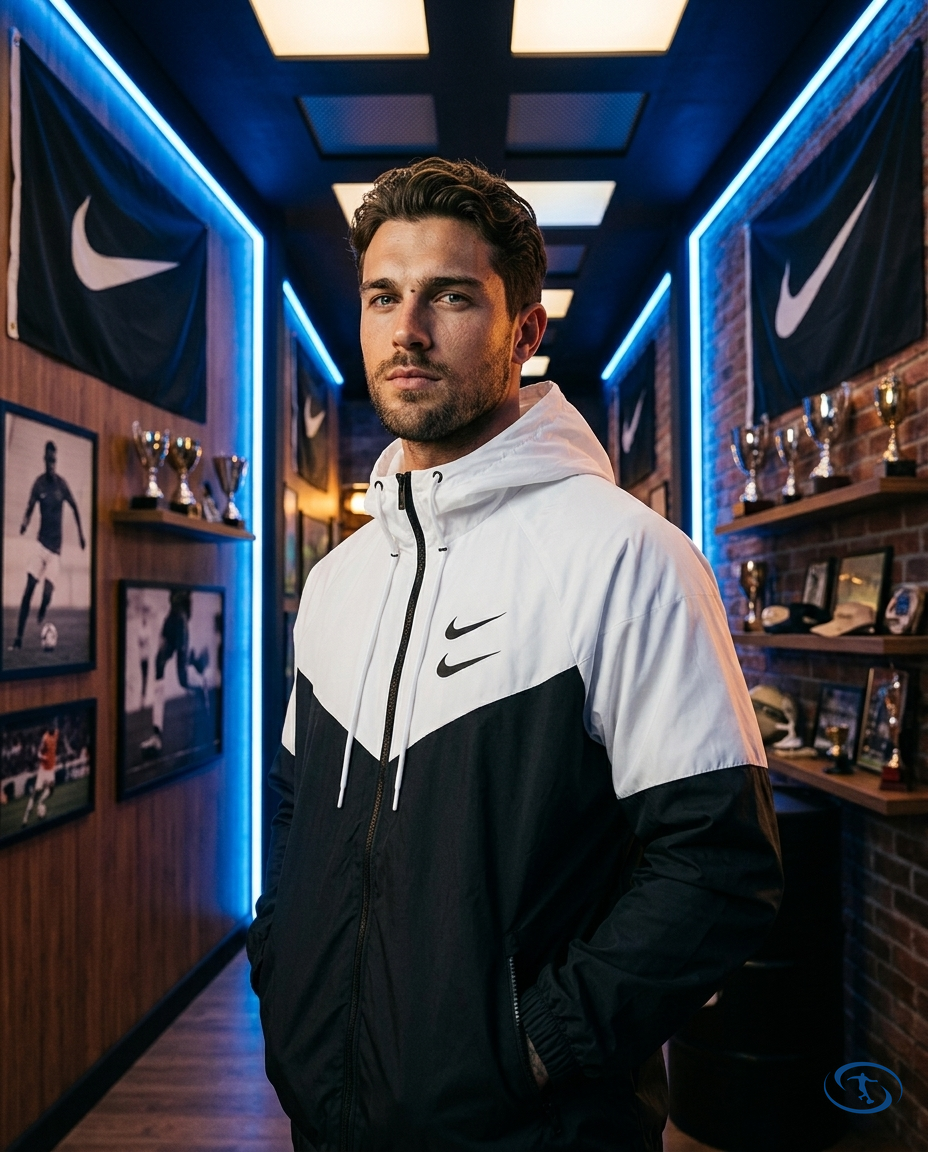 Nike Men's - Black & White Windbreaker - Side View | Sant Sport