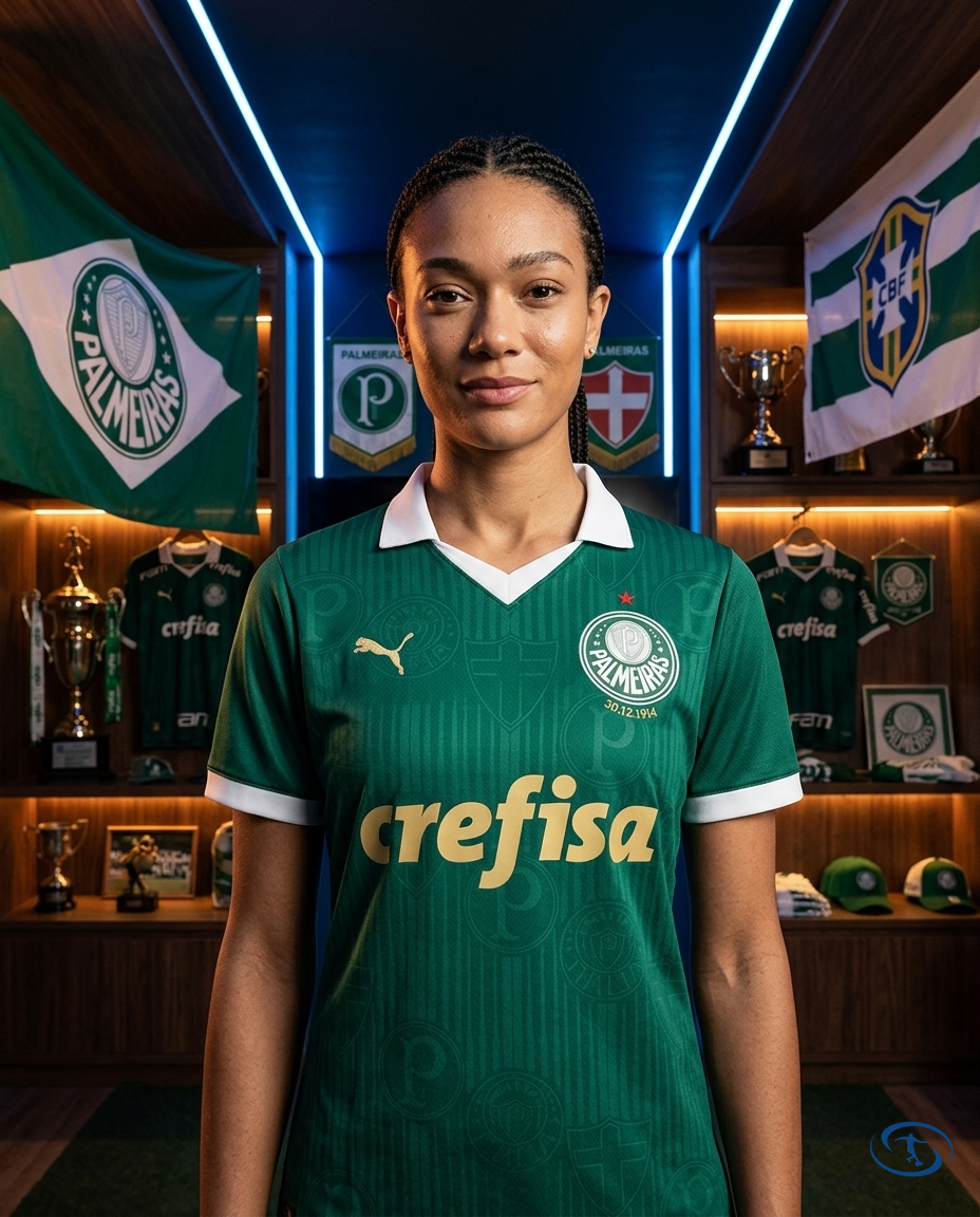 Camisa Palmeiras I Home 2024/25 Torcedor Puma Feminina - Verde e Dourado - Front View | Sant Sport