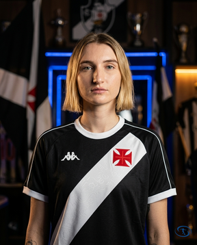 Vasco da Gama Jersey Home 2024/25 - Kappa Women's - Black & White - Badge Close-Up | Sant Sport
