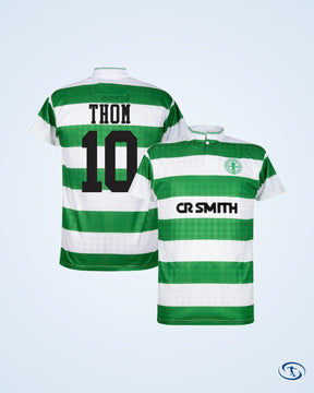 1988 Celtic Centenary Home Retro Thom 10 Shirt (Retro Flock Printing) - Men's