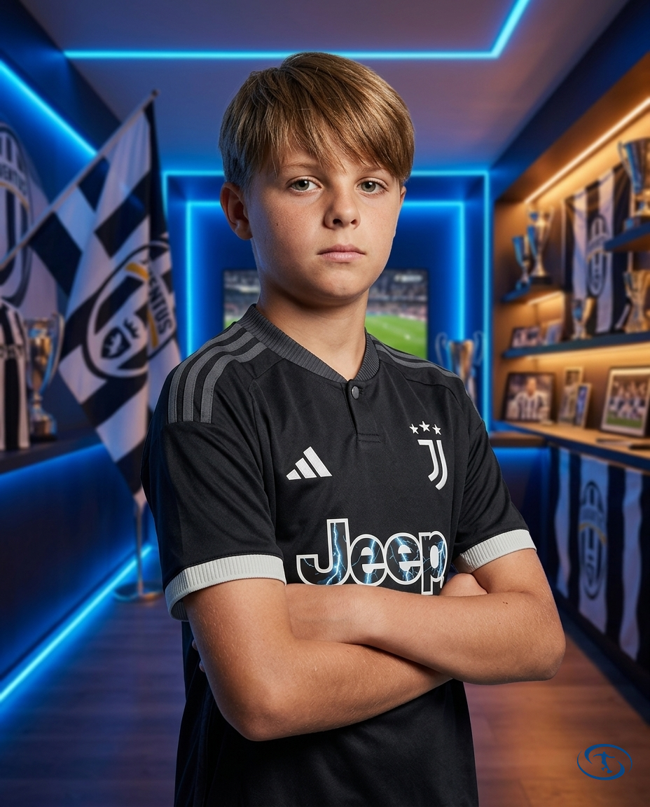 Conjunto Infantil Juventus Third 23/24 - Preto - Side View | Sant Sport