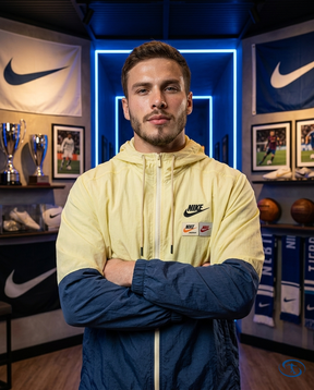 Nike Men's - Blue e Bege Windbreaker - Side View | Sant Sport