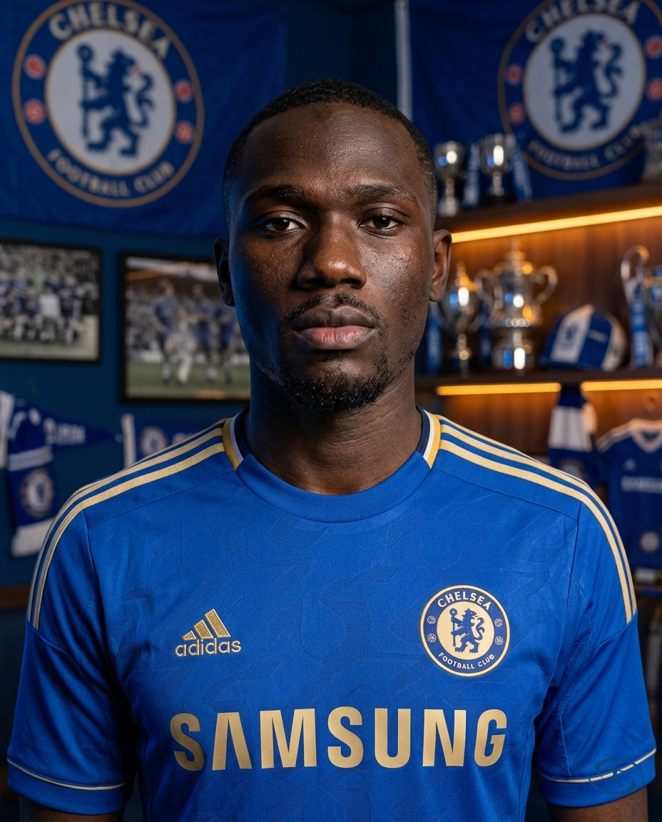 Camisa Chelsea Home Retrô 2012/13 Torcedor Adidas Masculina - Azul e Dourado - Badge Close-Up | Sant Sport