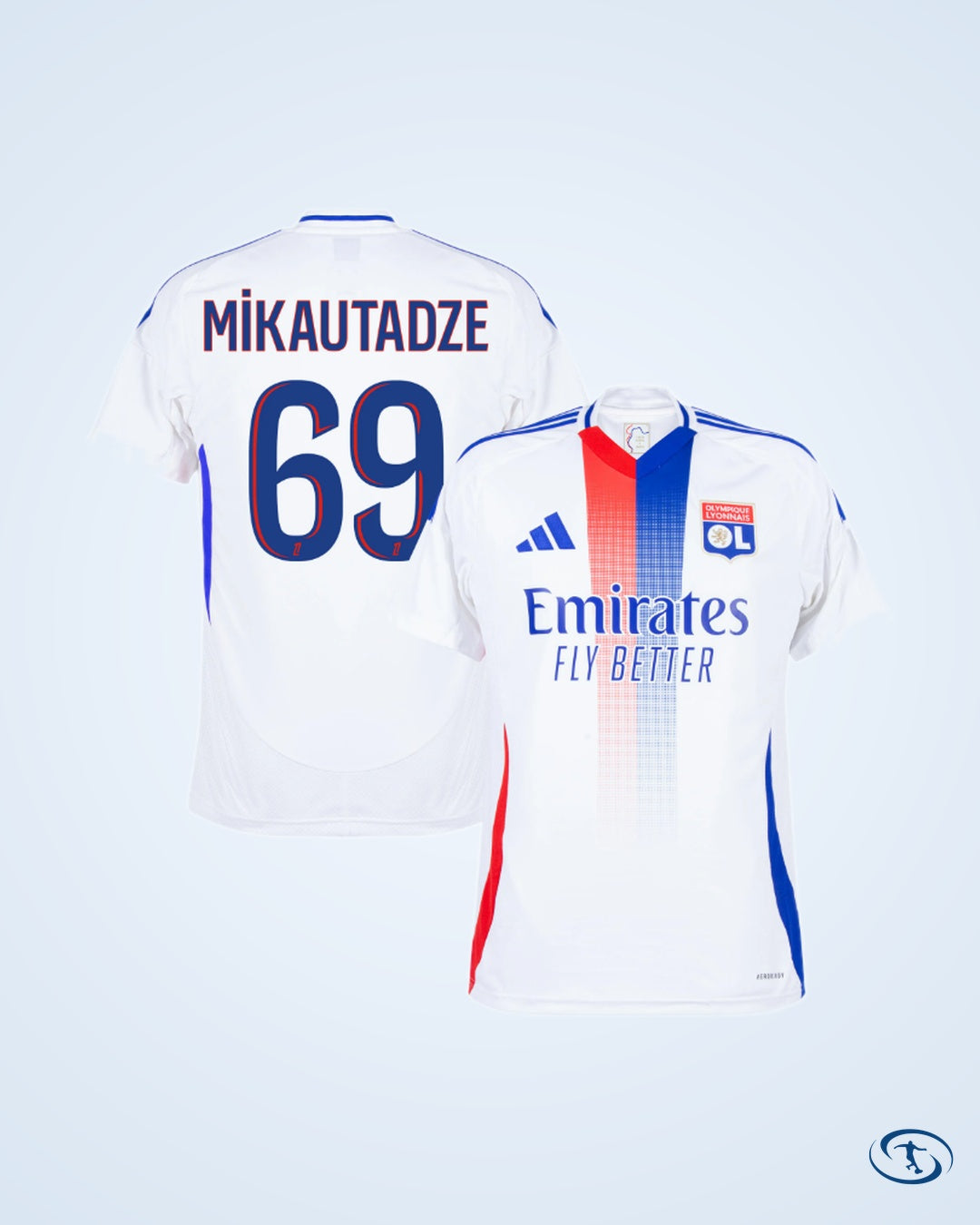 Olympique Lyon Home Mikatadze 69 Shirt 2024-2025 (Official Printing) - Men's