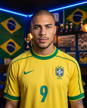 Brazil Jersey Retro Home 1998 Ronaldo #9 - Nike Men's - Yellow
