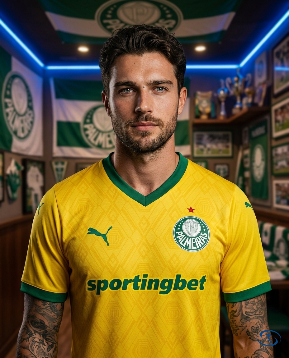 Palmeiras Jersey Third 2025/26 - Player Version Puma Men's - Yellow - Badge Close-Up | Sant Sport