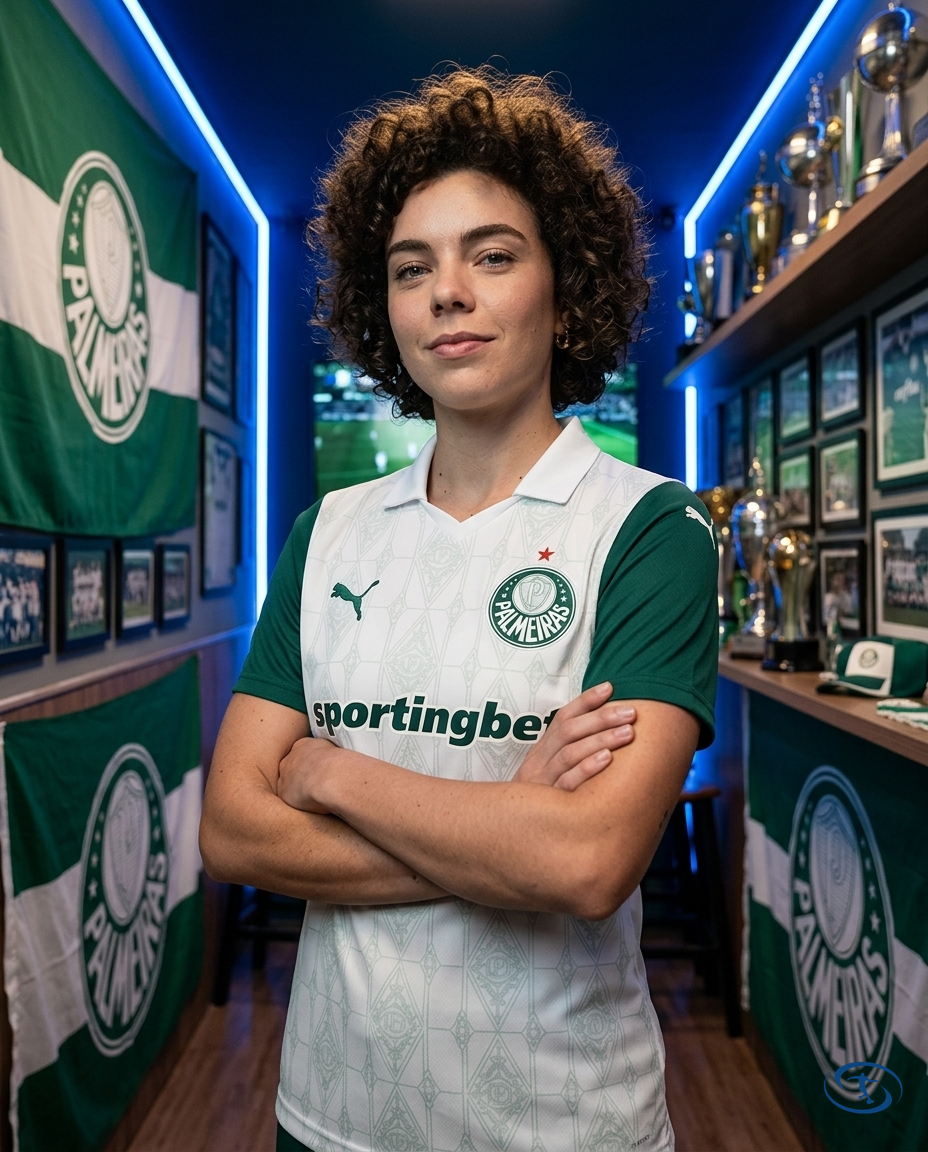 Palmeiras Jersey Away 2025/26 - Women's Puma - White e verde - Side View | Sant Sport