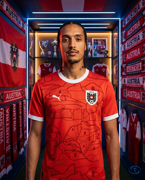 Camisa Áustria Home Eurocopa 24/25 - Torcedor Puma Masculino - Vermelho - Front View | Sant Sport