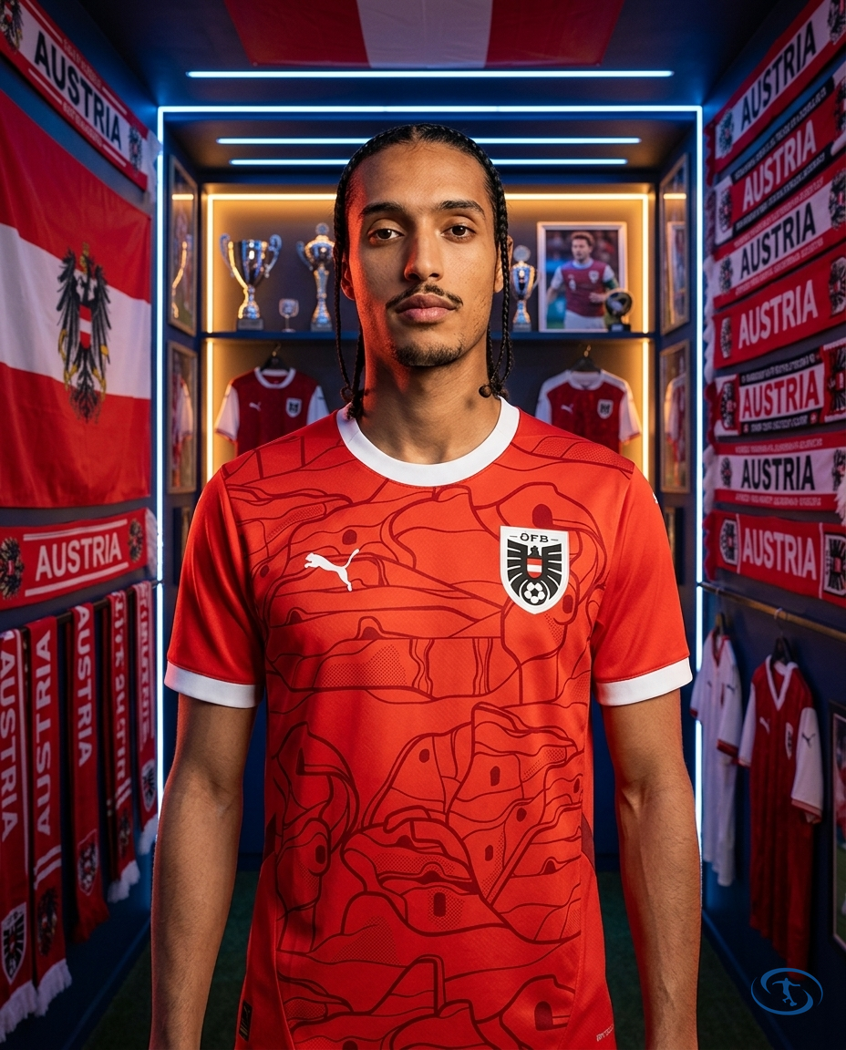 Camisa Áustria Home Eurocopa 24/25 - Torcedor Puma Masculino - Vermelho - Front View | Sant Sport