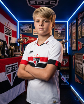 Sao Paulo FC Kids Kit Home 2024 - New Balance - White - Side View | Sant Sport