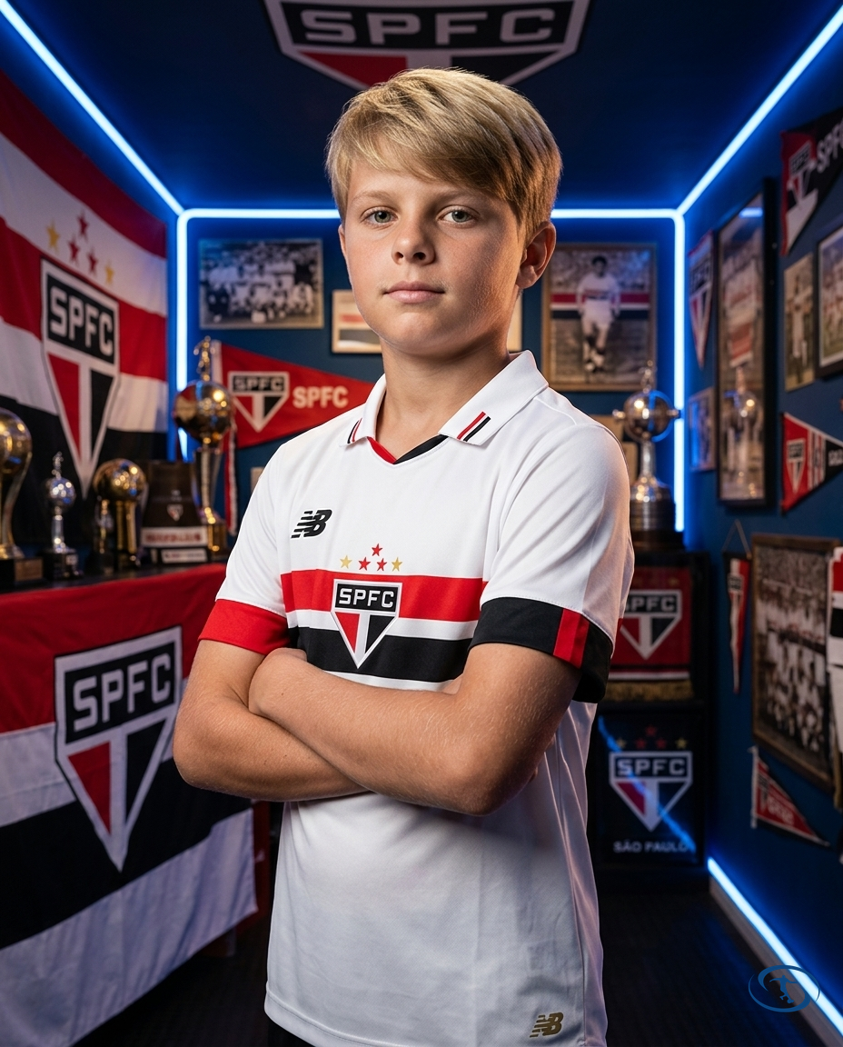 Sao Paulo FC Kids Kit Home 2024 - New Balance - White - Side View | Sant Sport