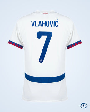 Serbia Away Vlahović 7 Shirt 2024-2025 (Official Printing) - Men's
