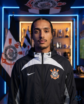 Corinthians Windbreaker 24/25 Men's - Black & Grey - Badge Close-Up | Sant Sport