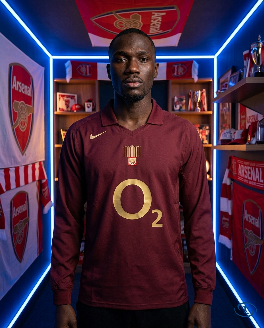 Camisa Arsenal Manga Longa Home Retrô 2005/06 - Torcedor Nike Masculino - Bordô - Front View | Sant Sport