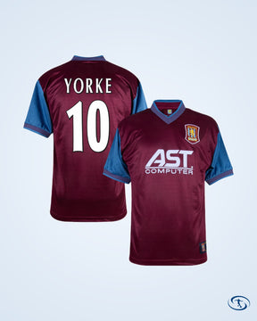 Score Draw Aston Villa Retro Home  Shirt 1997-1998 (Retro Flex Printing)