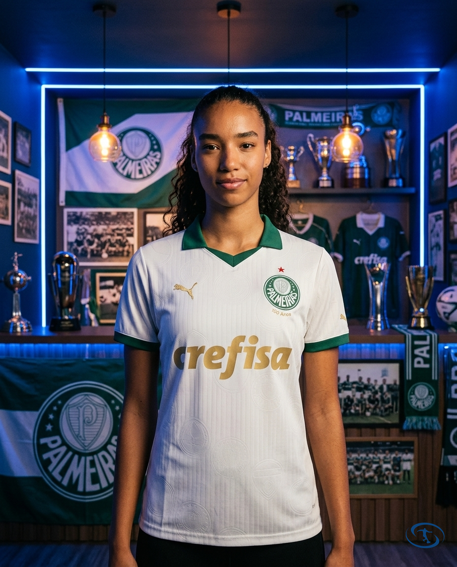 Palmeiras II Jersey Away 2024/25 Puma Women's - White e Dourado - Front View | Sant Sport