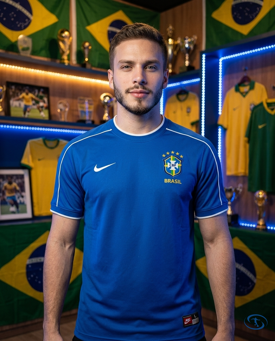 Camisa Seleção Brasileira Retrô Away 1998 Torcedor Nike Masculina - Azul - Front View | Sant Sport