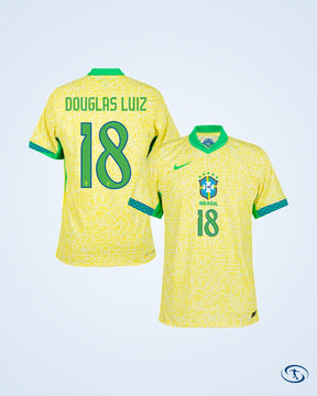 Brazil Home Douglas Luiz 18 Shirt 2024-2025 (Official Printing) - Men's