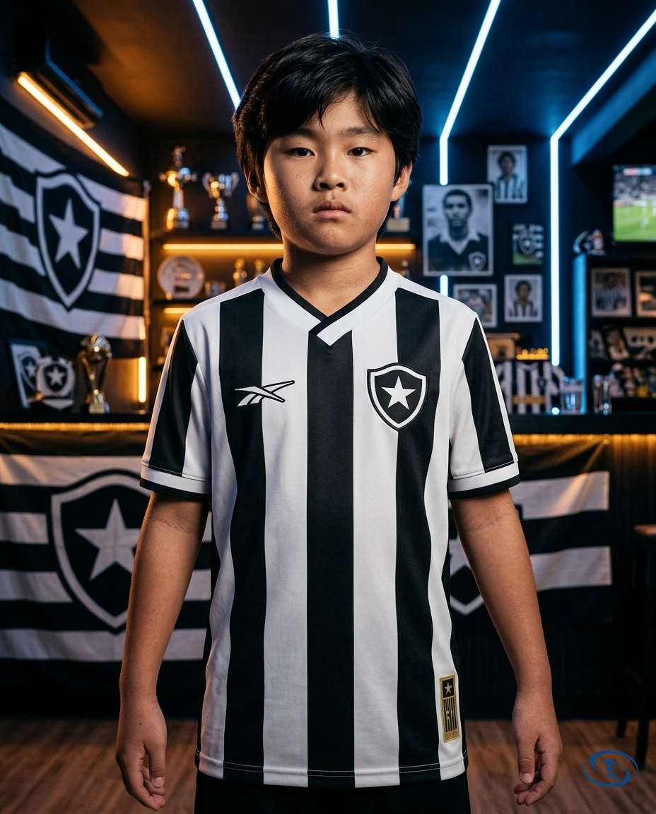 Conjunto Infantil Botafogo Home 24/25 Reebok - Preto e Branco - Front View | Sant Sport