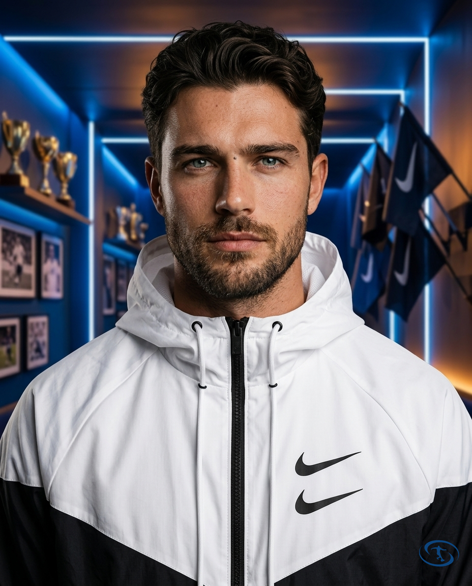 Nike Men's - Black & White Windbreaker - Badge Close-Up | Sant Sport