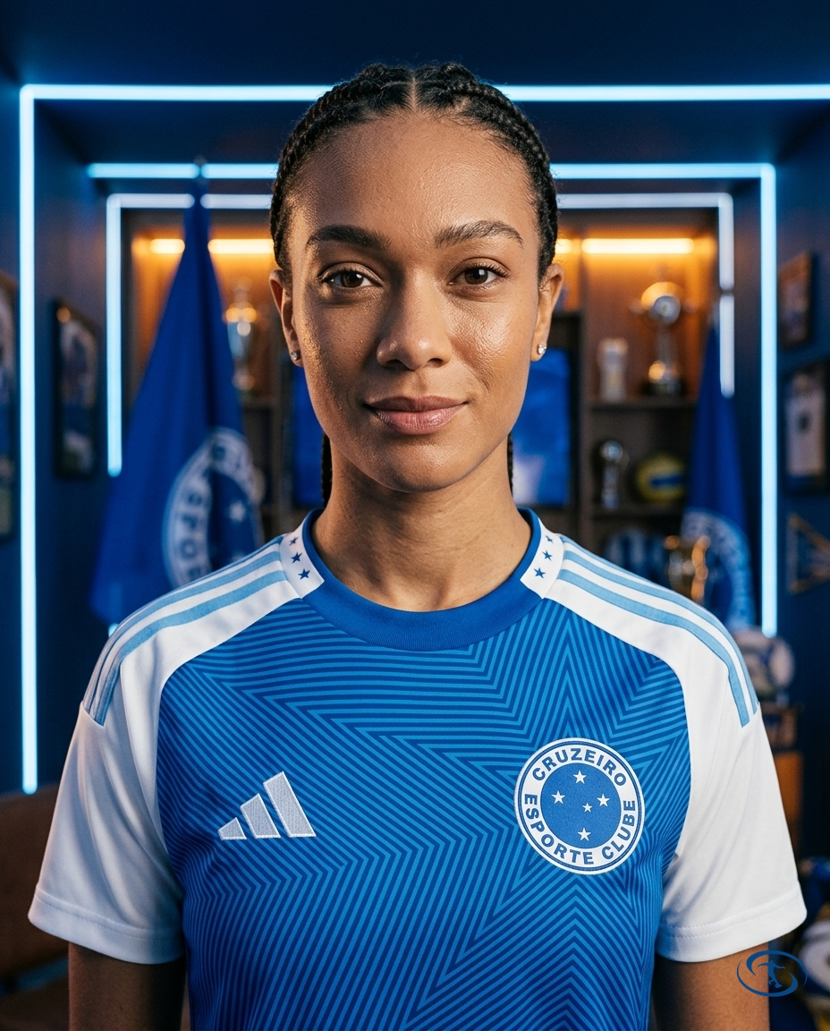 Cruzeiro Jersey 2025/26 - Adidas Women's - Blue - Badge Close-Up | Sant Sport