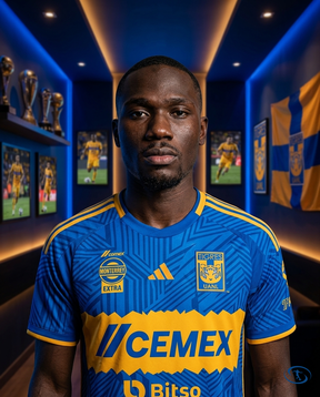 Camisa Tigres Home 24/25 - Torcedor Nike Masculino - Azul e Amarelo - Badge Close-Up | Sant Sport