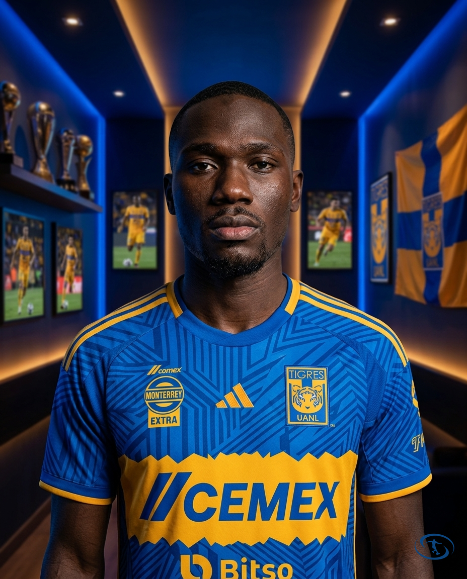 Camisa Tigres Home 24/25 - Torcedor Nike Masculino - Azul e Amarelo - Badge Close-Up | Sant Sport