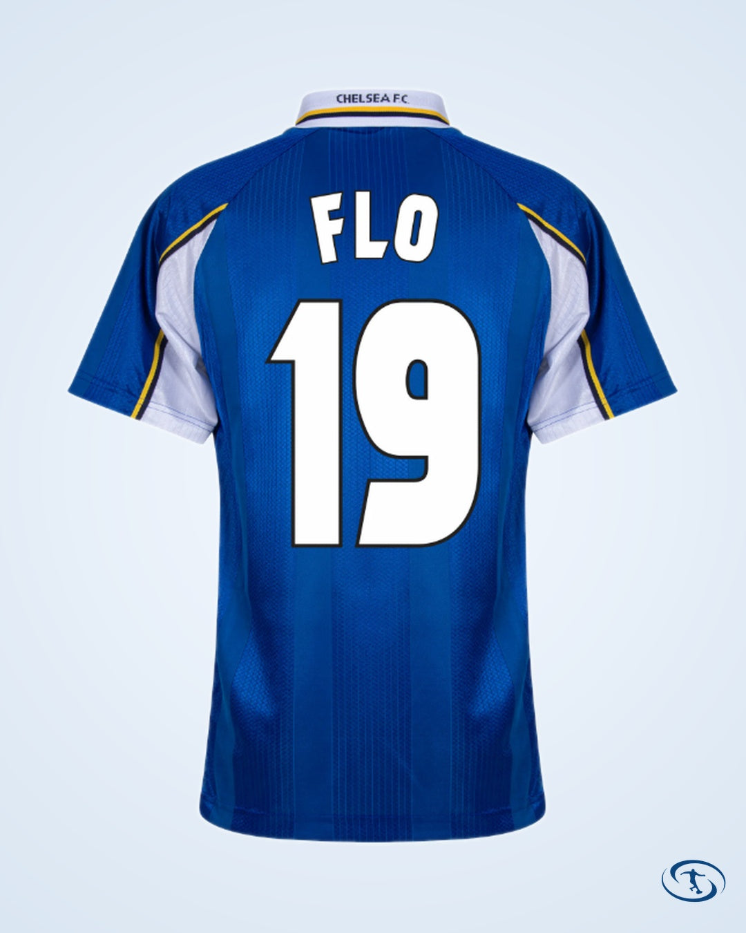 Score Draw Chelsea Retro Home ECWC Flo 19 Shirt 1998-1999 (Retro Flex Printing) - Men's