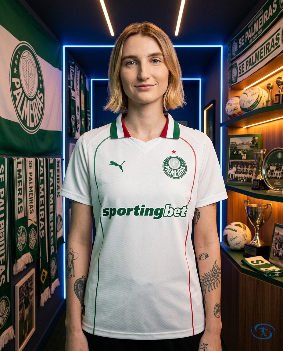 Camisa Palmeiras Away 2026/27 - Torcedor Puma Feminina - Branco - Front View | Sant Sport