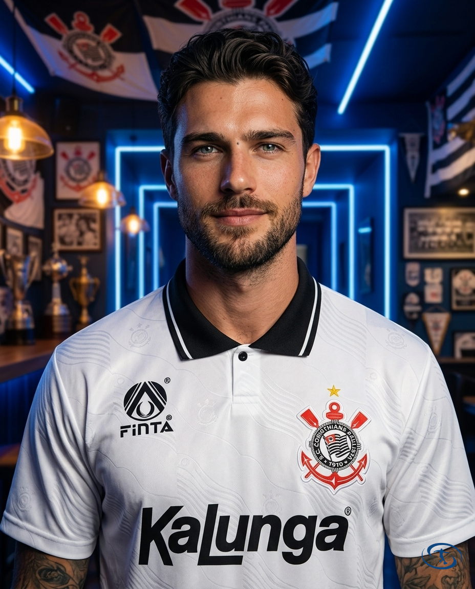 Corinthians Jersey Retro 1994 Finta - Men's Branco - Badge Close-Up | Sant Sport