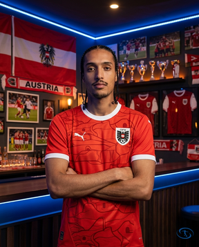 Camisa Áustria Home Eurocopa 24/25 - Torcedor Puma Masculino - Vermelho - Side View | Sant Sport