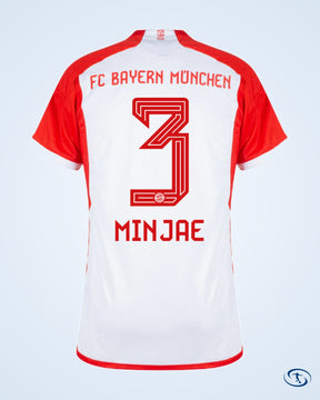 Bayern Munich Home Minjae 3 KIDS Shirt 2023-2024 (Official Printing) - Kids