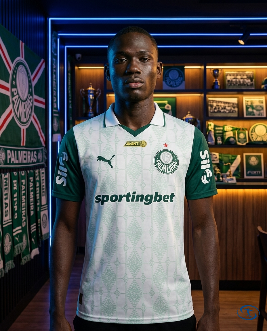 Camisa Palmeiras 2025/26 Com Patrocínios - Torcedor Puma Masculino - Branco - Front View | Sant Sport