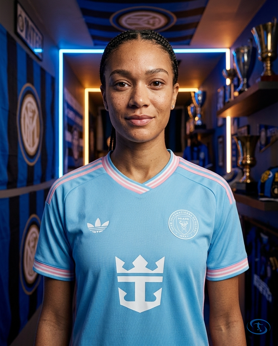 Camisa Inter Miami Third 25/26 - Torcedor Adidas Feminina - Azul - Badge Close-Up | Sant Sport