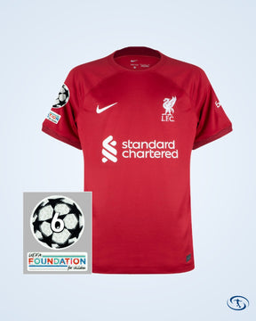 Liverpool Home Shirt 2022-2023 inc. UCL Starball 6 Times Winner & UEFA Foundation Patches - Men's