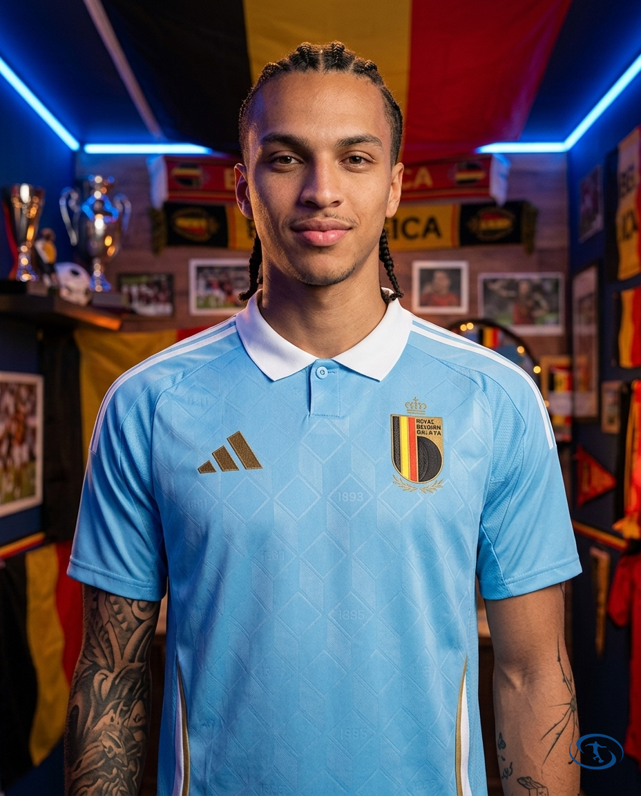 Camisa Bélgica Away Eurocopa 24/25 - Torcedor Adidas Masculino - Azul - Badge Close-Up | Sant Sport