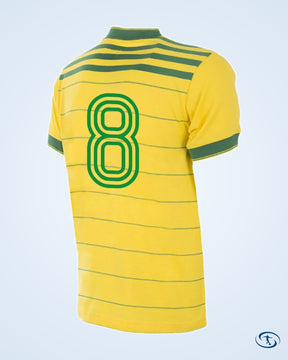 Brazil Home Retro No.8 Shirt 1984 (Retro Flock Printing) - Men's