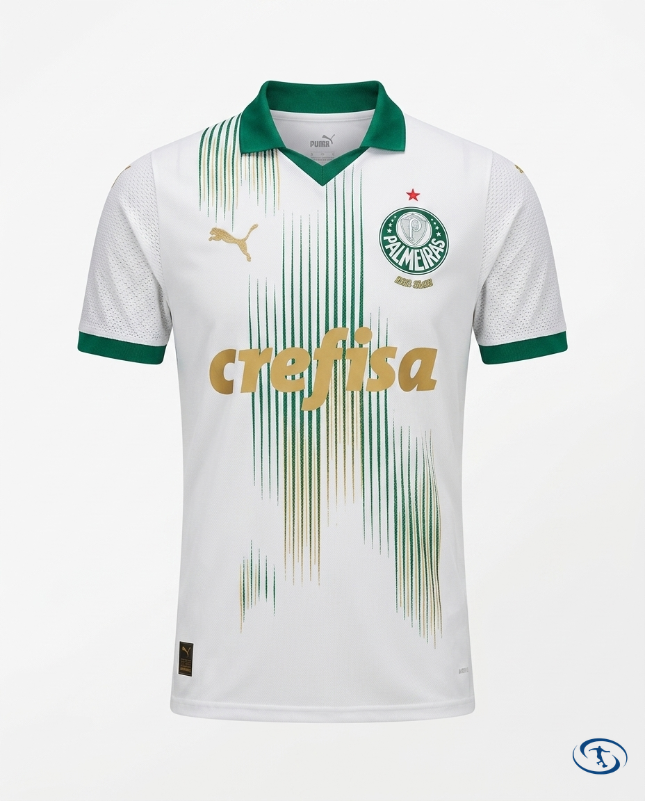 Palmeiras II Jersey Away 2024/25 - Player Version Puma Men's - White e Dourado - Packshot | Sant Sport