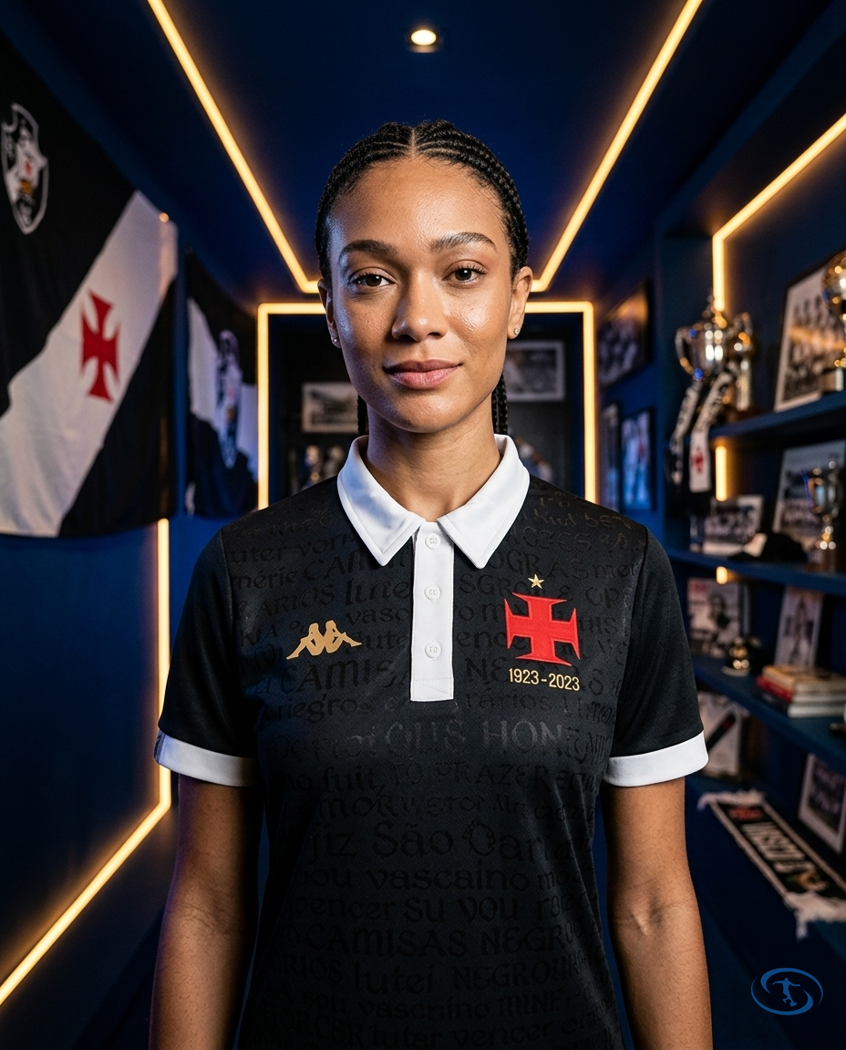 Vasco da Gama Jersey Third 2023/24 - Kappa Women's - Black - Badge Close-Up | Sant Sport