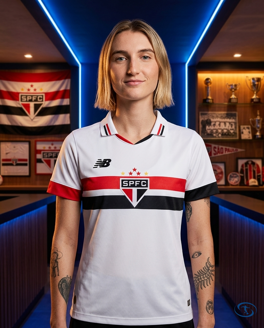 Camisa São Paulo Home 24/25 - Torcedor New Balance Feminina - Branco - Front View | Sant Sport