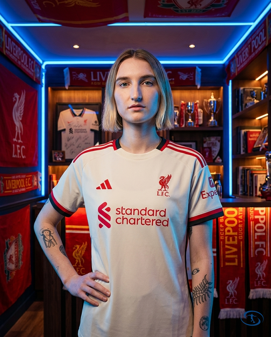 Camisa Liverpool Away 25/26 Torcedor Adidas Feminino - Bege - Front View | Sant Sport