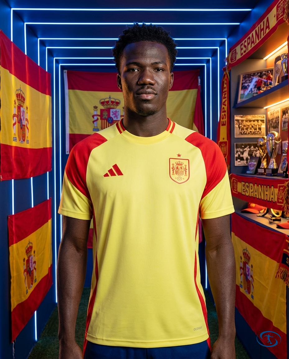 Short Espanha Away 24/25 - Adidas Masculino - Amarelo e Vermelho - Front View | Sant Sport