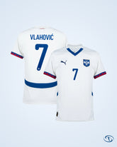 Serbia Away Vlahović 7 Shirt 2024-2025 (Official Printing) - Men's